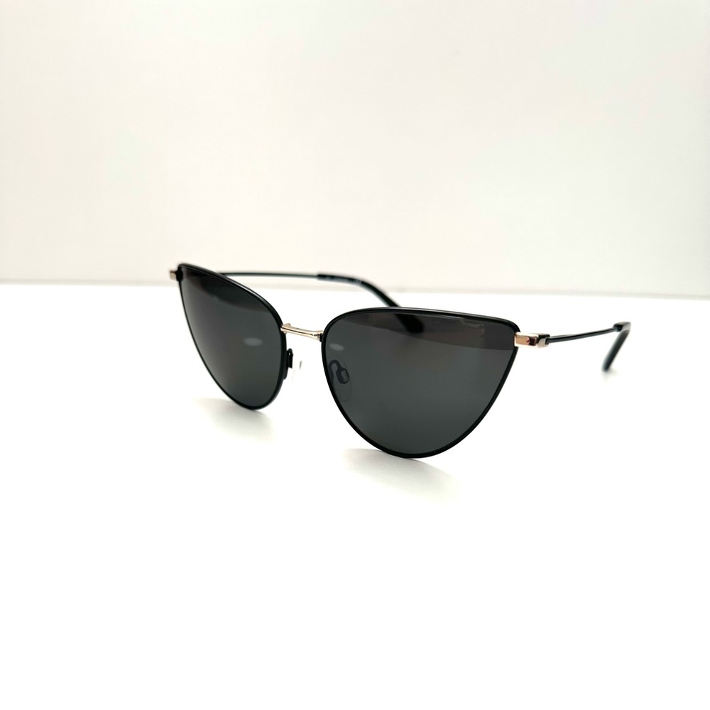 Calvin Klein Polarized Cat Eye Retro 50s Vintage Designer Sunglasses Black Gold - Picture 4 of 6